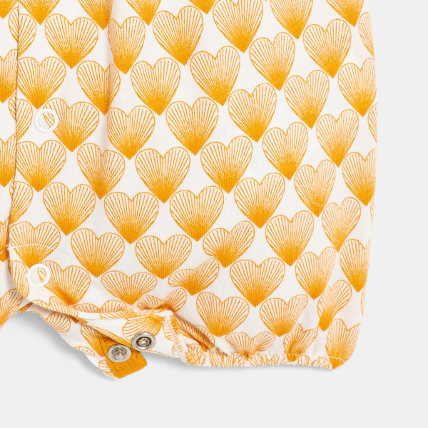 جمبسوت قصيرة بطبعة قلوب، باللون الأصفر للفتيات الصغيرات